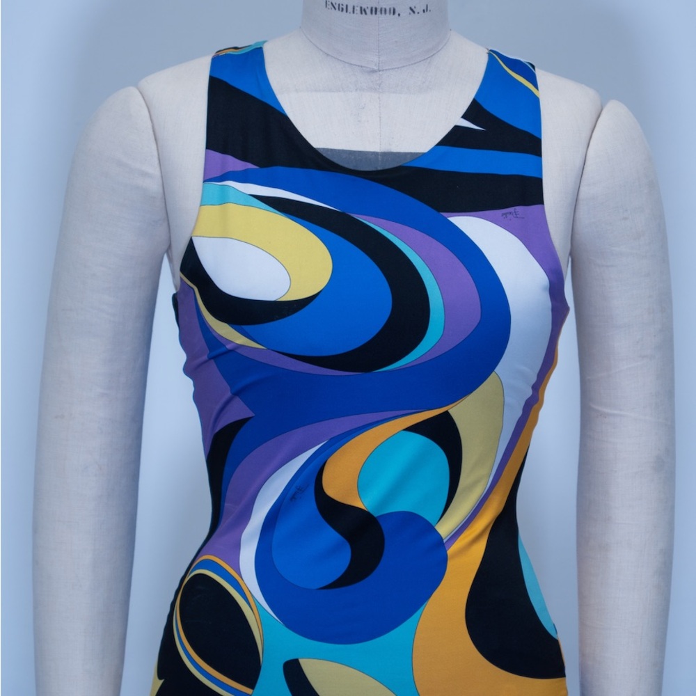 Emilio Pucci Blue and Yellow Abstract Tank Top - Picture 4 of 6